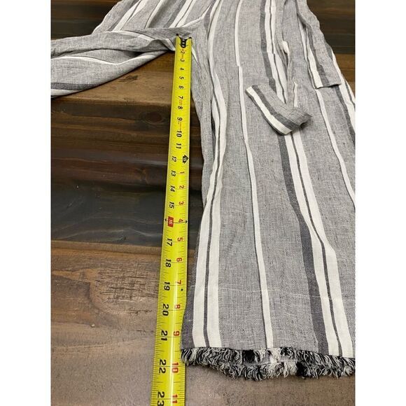 Clothe & Stone by Anthropologie Linen Striped Jumpsuit Open Back Gray Size M - Picture 11 of 13